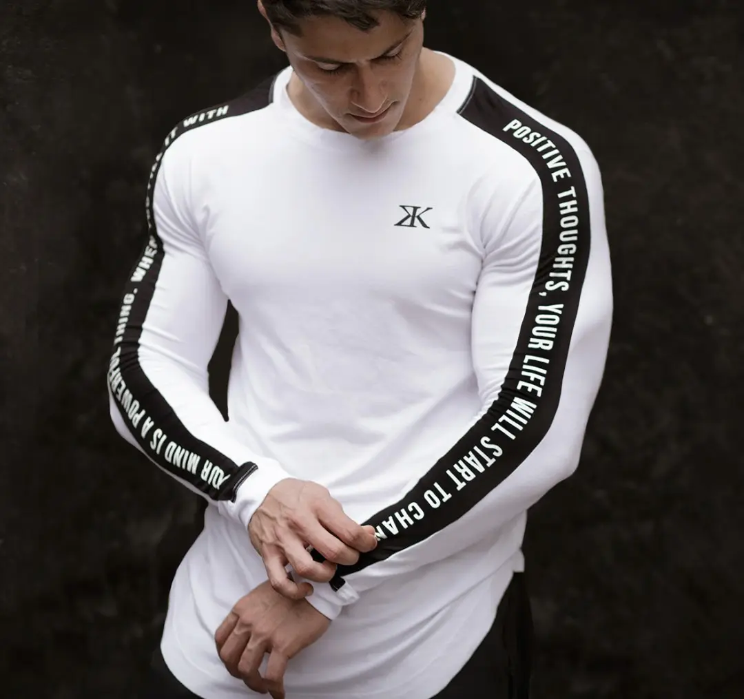 Wholesale stock bulk Training Men's Workout Tshirt Cotton Custom Printing Long Sleeve winter season T-shirts For Men
