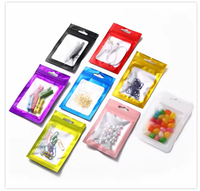 Sachets refermables mini-zippés en Mylar mat coloré avec fenêtre, en aluminium et plastique PE, pour emballage alimentaire, impression hélio
