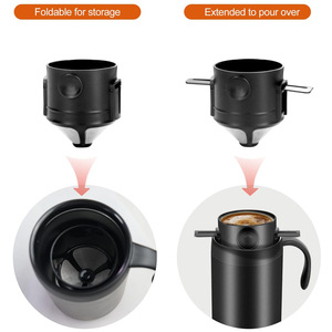 Mug de camping isotherme pour barbecue, tasse de voyage en métal à double paroi sous vide avec poignée et couvercle - Product Image 3