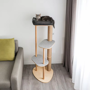 Mobilier moderne personnalisé grande tour de lit arbre à chat noir en bois par l'usine en bois de pin maisons et meubles pour animaux de compagnie - Product Image 1