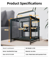Cage de transport portable pour oiseaux, en fer, légère, facile à assembler, structure simple et moderne pour perroquets, calopsittes et petits oiseaux