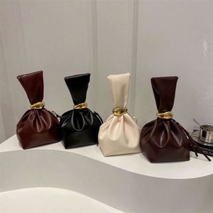 I-0581 Vintage Pleated Design Women's Fashion PU Leather Single Zip 6 Inch Tote <b>Bag</b> with Polyester Lining Elegant Evening Dinner - Product Image 5