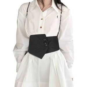 Nuova <span class=keywords><strong>Cintura</strong></span> Elastica Geometrica alla Moda da 18CM per Donna, in Pelle PU con Tre Bottoni, <span class=keywords><strong>Cintura</strong></span> in Tessuto PU per Abiti Femminili - Product Image 5
