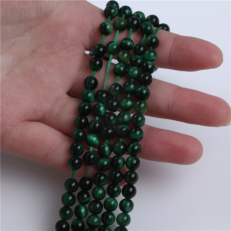Natural Stone 6mm Green Tiger Eyes Round Gemstone Beads for Making Jewelry