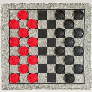 Checkers Set <span class=keywords><strong>Board</strong></span> <span class=keywords><strong>Game</strong></span> 24 Checker Pieces Reversible rug cổ điển hoạt động ngoài trời cho trẻ em và người lớn sân sau bãi cỏ trò chơi - Product Image 6
