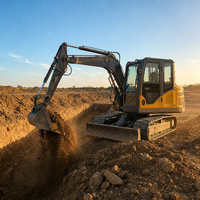 Mini-excavatrice sur chenilles de 6 tonnes, excavatrice hydraulique compacte sur chenilles pour travaux de construction et agricoles