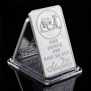 One ounce .999 Silver Bars Copy Replica Silver Bullion American Prospector Coin Collection Souvenir Bar with Silver Plated