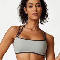 Soutien-gorge de sport en nylon et élasthanne à motif écossais, haute résistance et maintien élevé, double bretelle croisée, dos nu, côtelé, respirant, pour le yoga