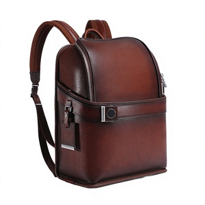 Custom Logo High Quality Fit 15'' <b>Laptop</b> 16L Genuine <b>Leather</b> Designer Luxury Men's <b>Backpack</b> with Zipper Closure Polyester Lining - Product Image 4