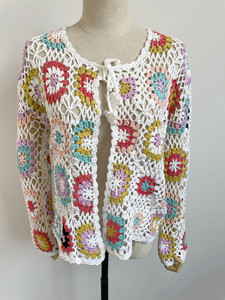 Cardigan de plage bohème fait main <span class=keywords><strong>au</strong></span> <span class=keywords><strong>crochet</strong></span> <span class=keywords><strong>granny</strong></span> square pour femme, fabrication OEM - Product Image 5