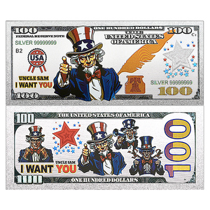 Billet de banque double face en feuille d'argent Uncle Sam 100 USD, pièce de collection patriotique américaine, cadeau pour les collectionneurs de souvenirs de la guerre, les collectionneurs d'art et les occasions spéciales - Product Image 4