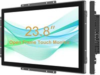Monitor LCD Layar Sentuh Kapasitif Open Frame 23,8 inci Tahan Air IP65 1920x1080 Monitor Industri 10 Jari Sentuh USB Garansi 3 Tahun