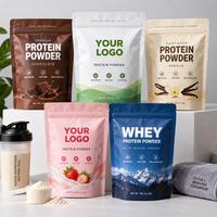 Sachets de poudre protéinée personnalisés, anti-odeur, thermoscellables, à fond plat, refermables pour gain de masse et isolat de protéines de lactosérum