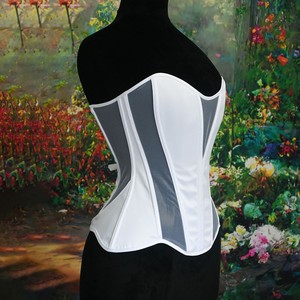 Corset <span class=keywords><strong>Bustier</strong></span> en Satin et Maille <span class=keywords><strong>pour</strong></span> <span class=keywords><strong>Femme</strong></span>, Top Tube à Lacets et Baleines, Dos Nu, Amincissant et Sculptant la Taille, Vêtement d'extérieur - Product Image 2