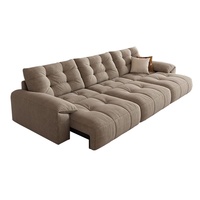 Canapé-lit Cloud 3 places, double usage, pour petit appartement, intelligent, électrique, rétractable, en chenille crème, style droit, avec télécommande