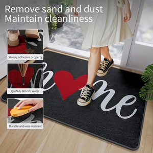 พรมเช็ดเท้ารูปหัวใจ รูปสี่เหลี่ยมผืนผ้า พรมทางเข้าในร่ม ใยโพลีเอสเตอร์ ทนต่อคราบสกปรก ตกแต่งวันวาเลนไทน์ - Product Image 5