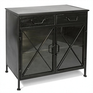 Aparador de Hierro y Vidrio de Diseño Industrial Moderno, Hecho a Mano, Personalizable y Ajustable, con Cajones, para Cocina, Comedor y Hogar - Product Image 1
