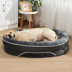 Lit <span class=keywords><strong>pour</strong></span> <span class=keywords><strong>chien</strong></span> de grande taille en mousse à mémoire de forme <span class=keywords><strong>orthopédique</strong></span> lavable en peluche courte grise personnalisé par le fabricant, tapis de sommeil rectangulaire <span class=keywords><strong>pour</strong></span> chiens de taille moyenne à grande - Product Image 2