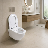 Cuvette de toilette murale moderne en céramique avec siphon en P, finition or brossé