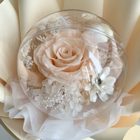 Bouquet romantique de longue durée de fleurs éternelles Bouquet de roses préservées en boule acrylique pour cadeau d'anniversaire de mariage