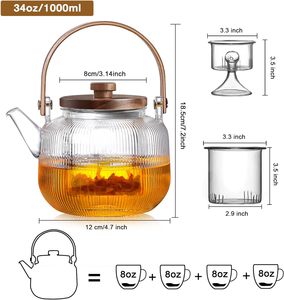 Thủy tinh tách trà đặt thủy tinh borosilicate trà nồi thủy tinh ấm trà đặt với tre xử lý - Product Image 4