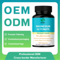 OEM/ODM 120 Capsules de 400 mg de glycinate de magnésium et de quercétine, pour un sommeil de qualité, la relaxation, la santé musculaire et le soutien immunitaire