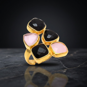 Bague en or plaqué or certifiée avec magnifique pierre précieuse, design ethnique pour femmes et filles, occasion de mariage - Product Image 2