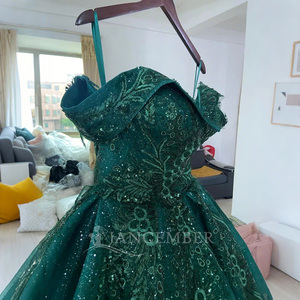 Jancember ANY21 Vintage verde oscuro encaje tul tela noche fiesta 15 niñas vestido - Product Image 6