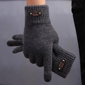 Automne hiver hommes gants tricotés écran tactile haute qualité laine couleur unie gants hommes <span class=keywords><strong>mitaines</strong></span> gants - Product Image 6