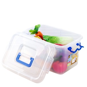 Caja de Almacenamiento Portátil de Plástico Transparente con Asa Azul, Contenedor Rectangular Multiusos para el Hogar - Product Image 5