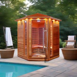 SS-450T moderne électrique 4 personnes infrarouge lointain panneau de chaleur baignoire traditionnelle froide tourmaline pierre extérieure Suana - Product Image 3