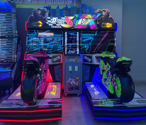 Consola de Juego Arcade de Motociclismo para Dos Jugadores, Simulador Operado con Monedas, Construcción de Metal y Plástico, Compatible con Inglés - Product Image 2