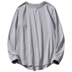 Camiseta de <span class=keywords><strong>Hombre</strong></span> de Algodón 100% de Alto Gramaje al por Mayor con Dobladillo Curvo, <span class=keywords><strong>Manga</strong></span> <span class=keywords><strong>Larga</strong></span>, Logotipo Personalizado Impreso y Bordado, Talla Grande, Tejido - Product Image 3