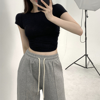 OEM Crop Top T-shirt dos nu pour filles col rond femmes Slim Fit t-shirts dos nu Crop Top