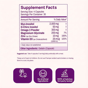 Cápsulas de Vitaminas para el Equilibrio Hormonal Happy Hormones, para Adultos, con Mioinositol y D-Chiro Inositol Multivitamínico, Disponibles - Product Image 2