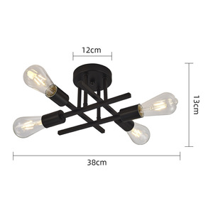 Lámpara de Techo <span class=keywords><strong>LED</strong></span> Moderna Minimalista Semiempotrada - Lámpara Colgante de Hierro Negro para Dormitorio y Sala de Estar - Product Image 2