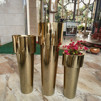 Pots et jardinières de jardin d'intérieur de luxe modernes, grand vase à fleurs en acier inoxydable et métal doré, pot pour plantes d'arbre pour la décoration intérieure