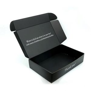 Boîtes d'expédition noires personnalisées, emballages cadeaux épais, boîte en carton ondulé pour avion, boîte pliante en papier pour envoi postal avec logo - Product Image 1