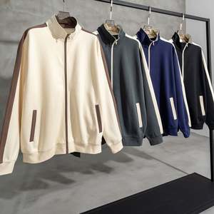 Yingling Side Striped Cotton Hoodie Custom Graphic Print Sport Jacket 4200GSM Heavyweight Zip up Hoodies - Product Image 1