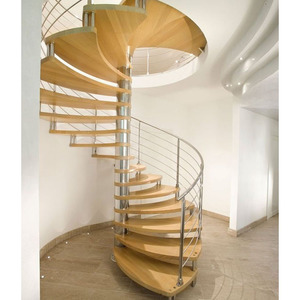 LM Easy Installed Commercial Glass Step Spiral Staircase Residential Indoor Wood Tread Helical Ladder Stairs For Outdoor Deck - Product Image 1