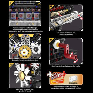 Série Éducative : Modèle de Moteur de Course à Assembler en Plastique ABS, Jouet de Construction de Structure Mécanique Simulée - Product Image 3