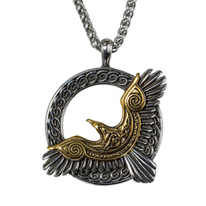 Yunnique – collier avec pendentif oiseau Viking nordique pour hommes, en acier inoxydable, avec gravure, design d'ailes, bijoux cadeau - Product Image 1