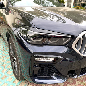 Pegatinas para cejas de faros delanteros para Bmw X5 G05 X6 G06 2019 2022, calcomanía para carrocería de coche con textura de fibra de carbono, color negro piano - Product Image 1