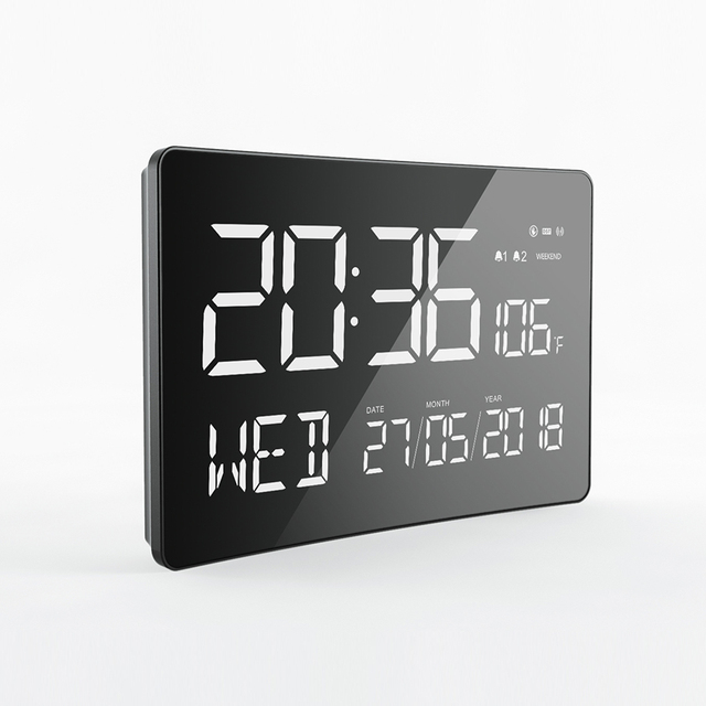 Home Decoration Large Minimalist Vintage Watch Luxury Wall Clocks 11'' Large Curved-Screen Digital Alarm Wall Clock