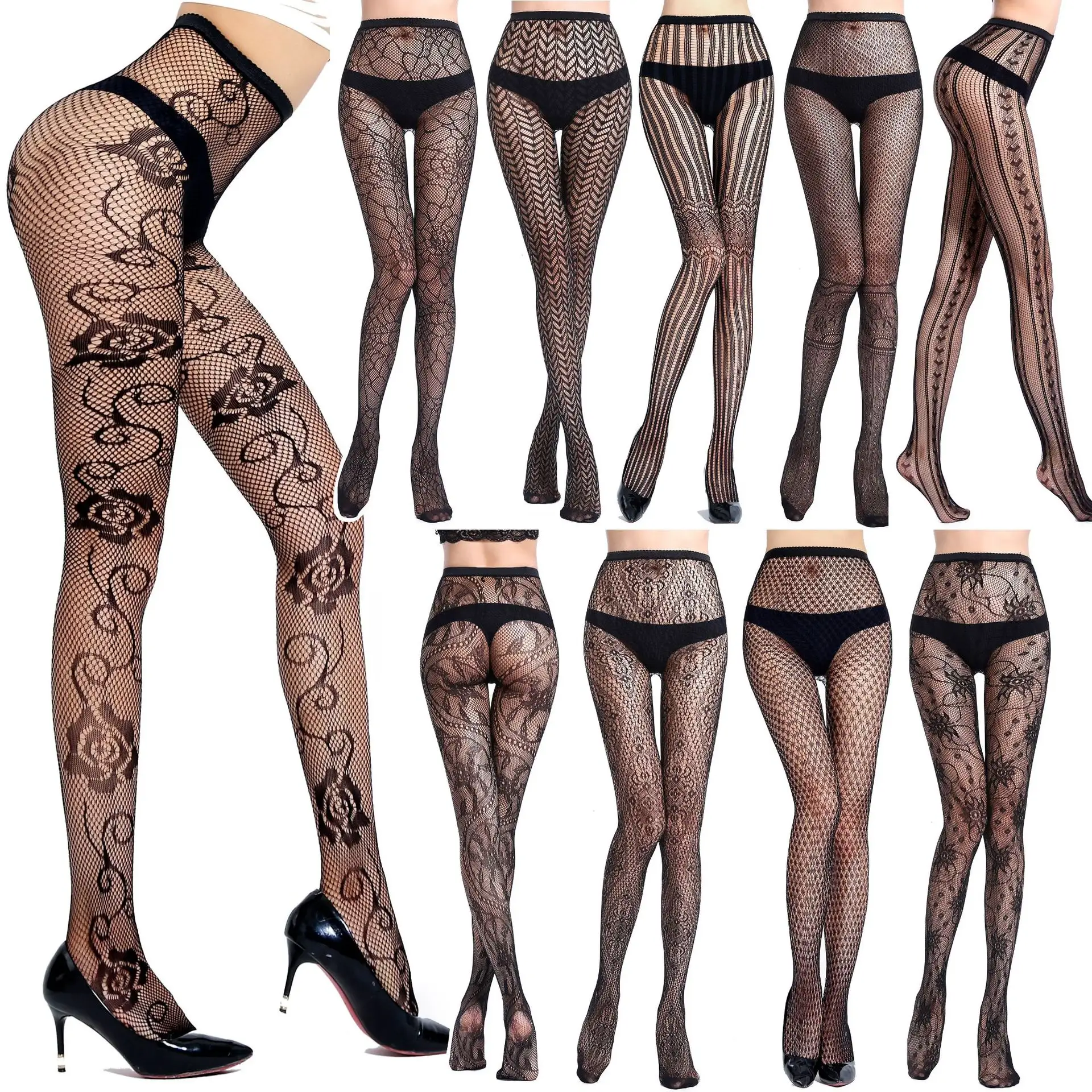 2023 Factory Direct Supply Gg Fishnet Stockings Womens Lace Mesh Patterned Fishnet Leggings Tights Garments Pantyhose