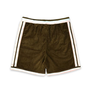 Pantalones cortos de baloncesto personalizados del fabricante, pantalones cortos de baloncesto de estilo callejero deportivos marrones de tela de pana - Product Image 2