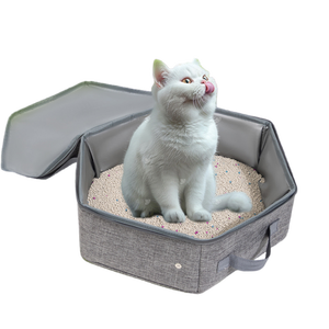 Bac à litière de voyage pour chat portable avec couvercle zippé Bac à litière de voyage pliable Pas de fuite Pas d'odeur Bac à litière étanche pour chat - Product Image 1