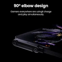 Câble de charge rapide et de données USB-C 2-en-1 240W avec support de téléphone pliable pour iPhone 17 Noir/Orange
