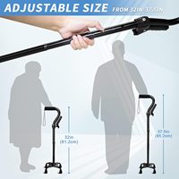 Canne de marche réglable avec base à 4 branches pour une stabilité accrue, canne pliable pour personnes âgées, deux poignées, canne à quatre points