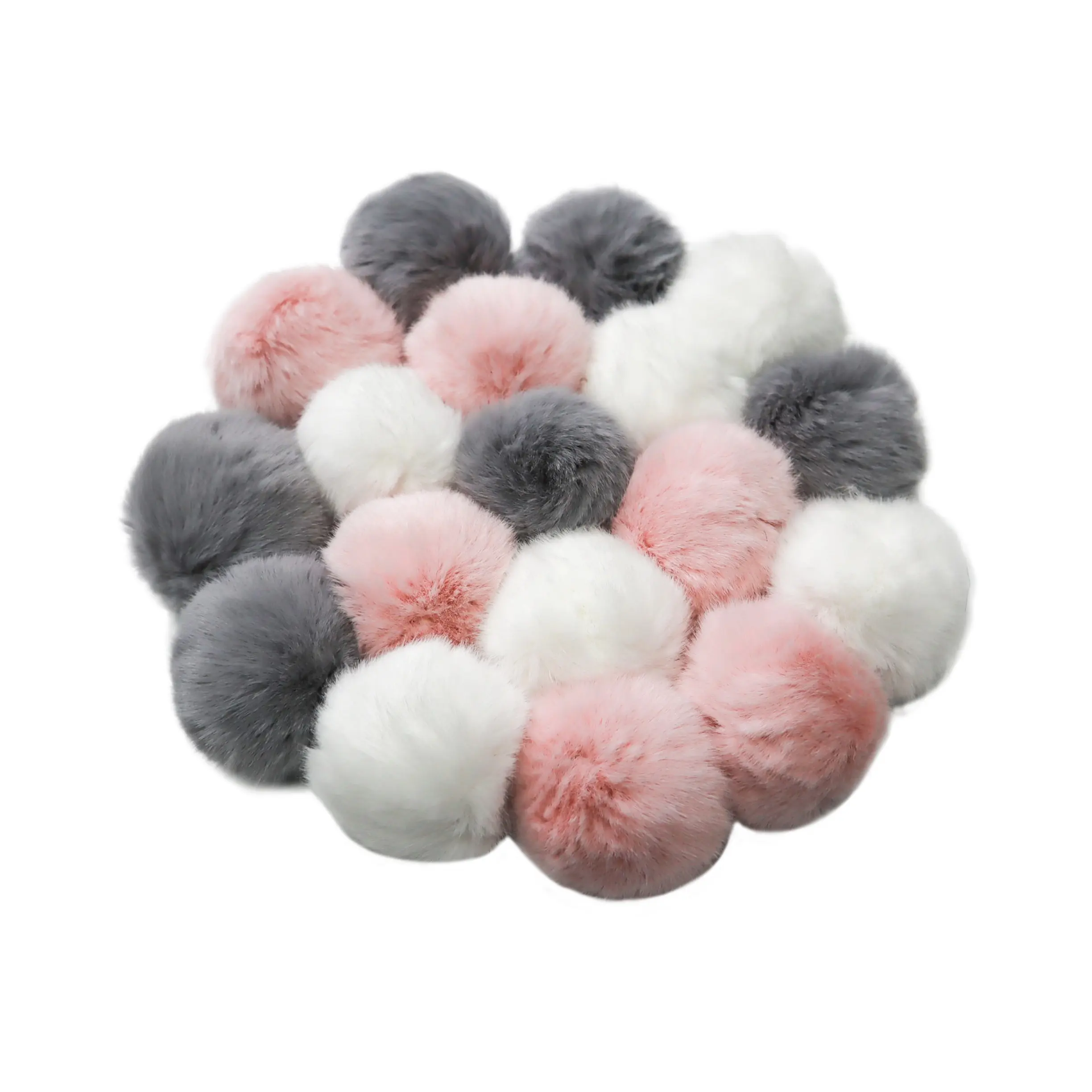 Venta al por mayor Imitación Piel Pom Poms 7cm imitación de piel de conejo pompón Rosa bolas peludas para llavero de la decoración de la boda, regalos de cumpleaños